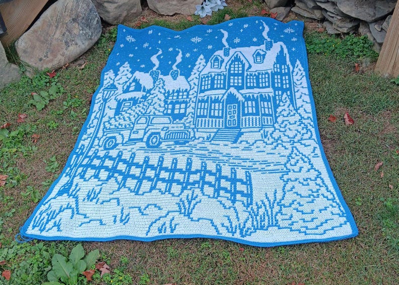 Christmas Mosaic Blanket Crochet Pattern