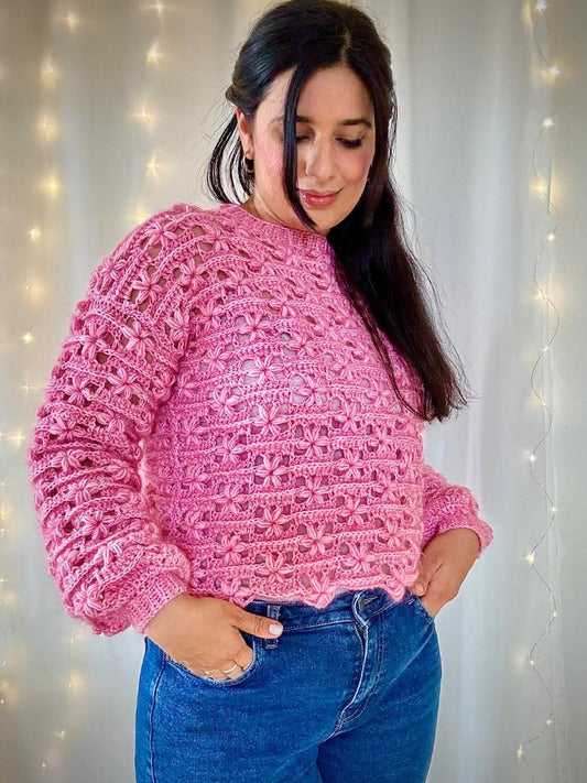 Flower Lace Sweater Crochet Pattern