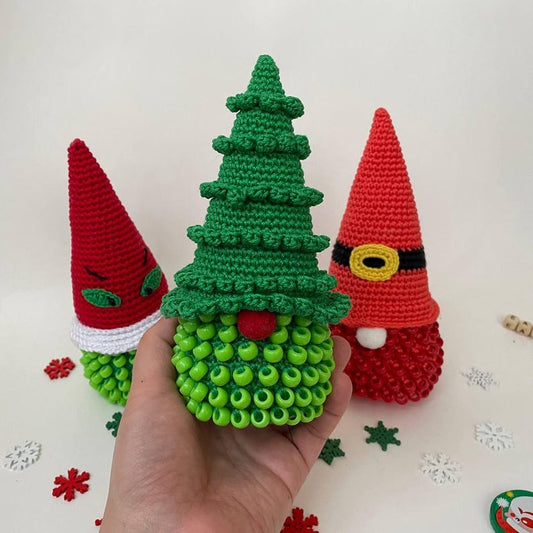 3 in 1 Beaded Christmas Gnome Crochet Pattern