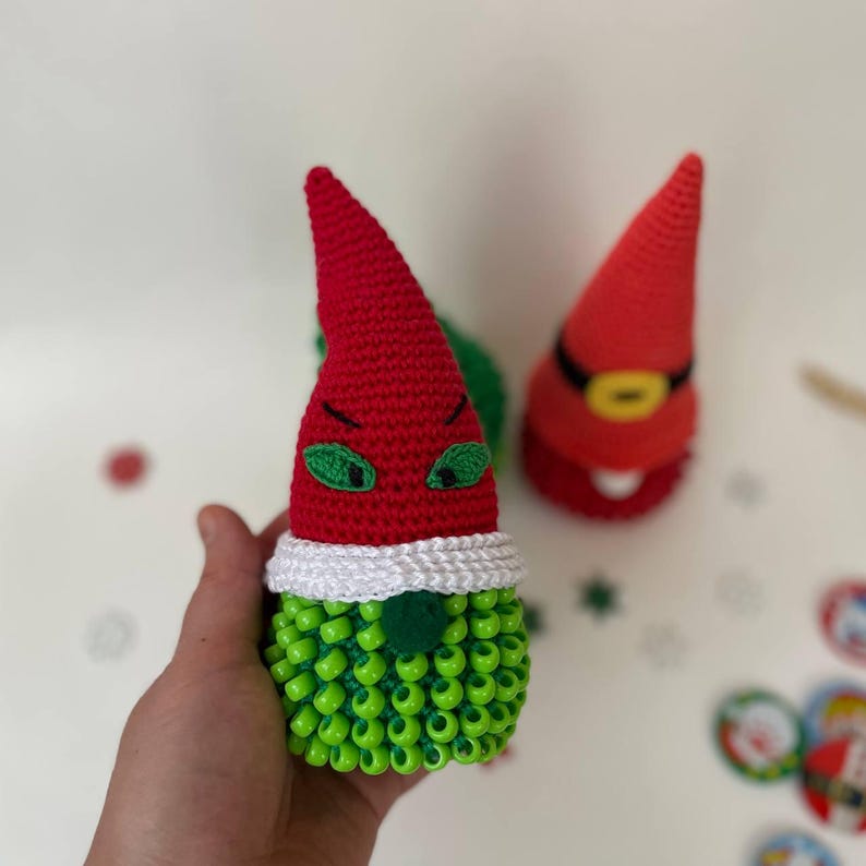 3 in 1 Beaded Christmas Gnome Crochet Pattern