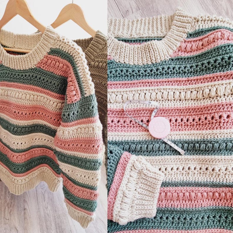 Textured Stripe Sweater Crochet Pattern