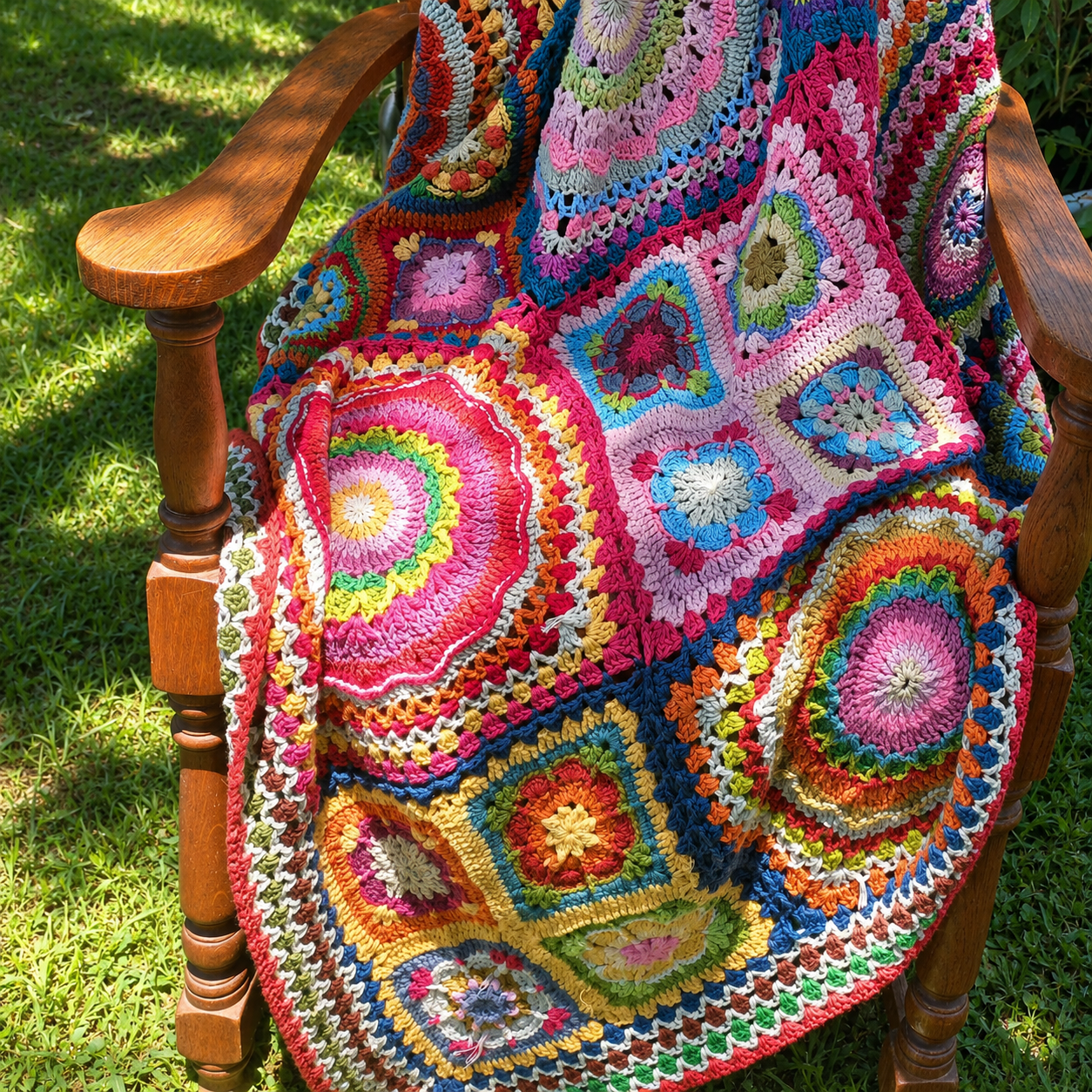 African Flower Blanket Crochet Pattern