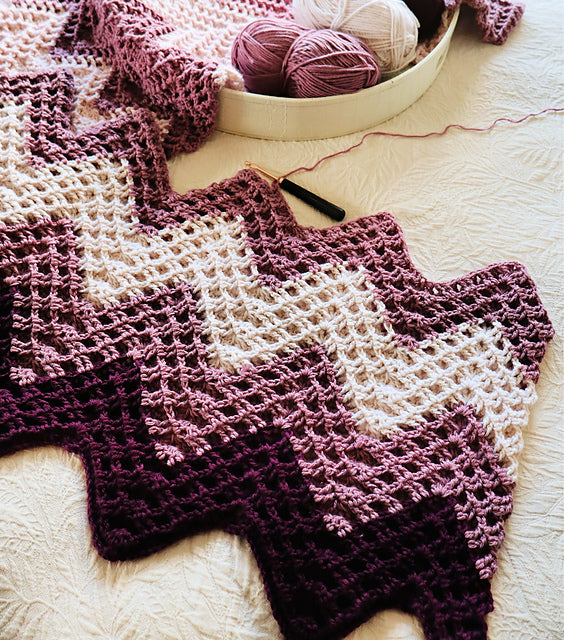 Reversible Waffle Blanket Crochet Pattern