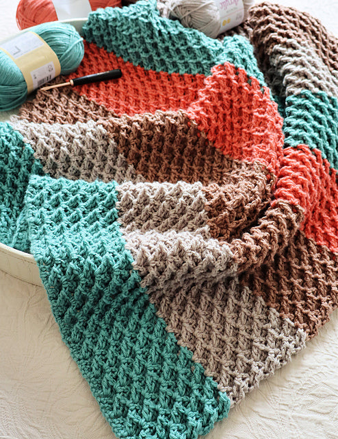 Diagonal Waffle Blanket Crochet Pattern