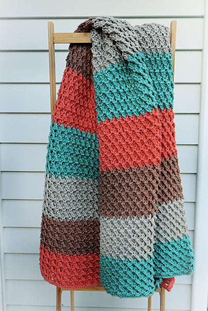 Diagonal Waffle Blanket Crochet Pattern