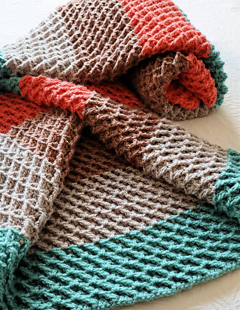 Diagonal Waffle Blanket Crochet Pattern