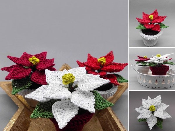 Poinsettia in a pot Crochet Pattern