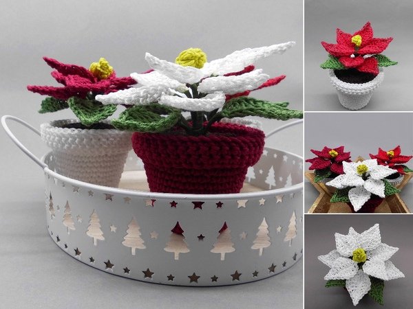 Poinsettia in a pot Crochet Pattern