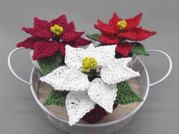 Poinsettia in a pot Crochet Pattern