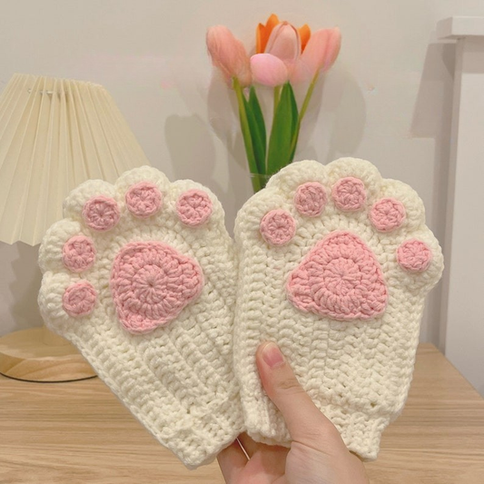 Cat Paw Fingerless Gloves Crochet Pattern
