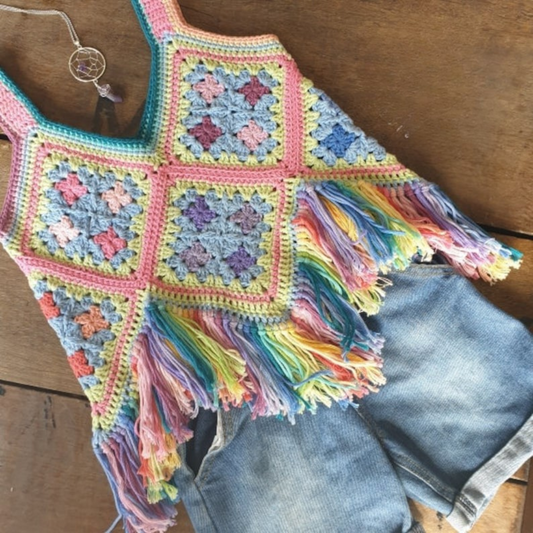Granny Square Crop Top Crochet Pattern