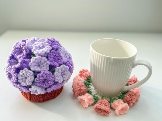 Flower pot Coaster Set Pattern