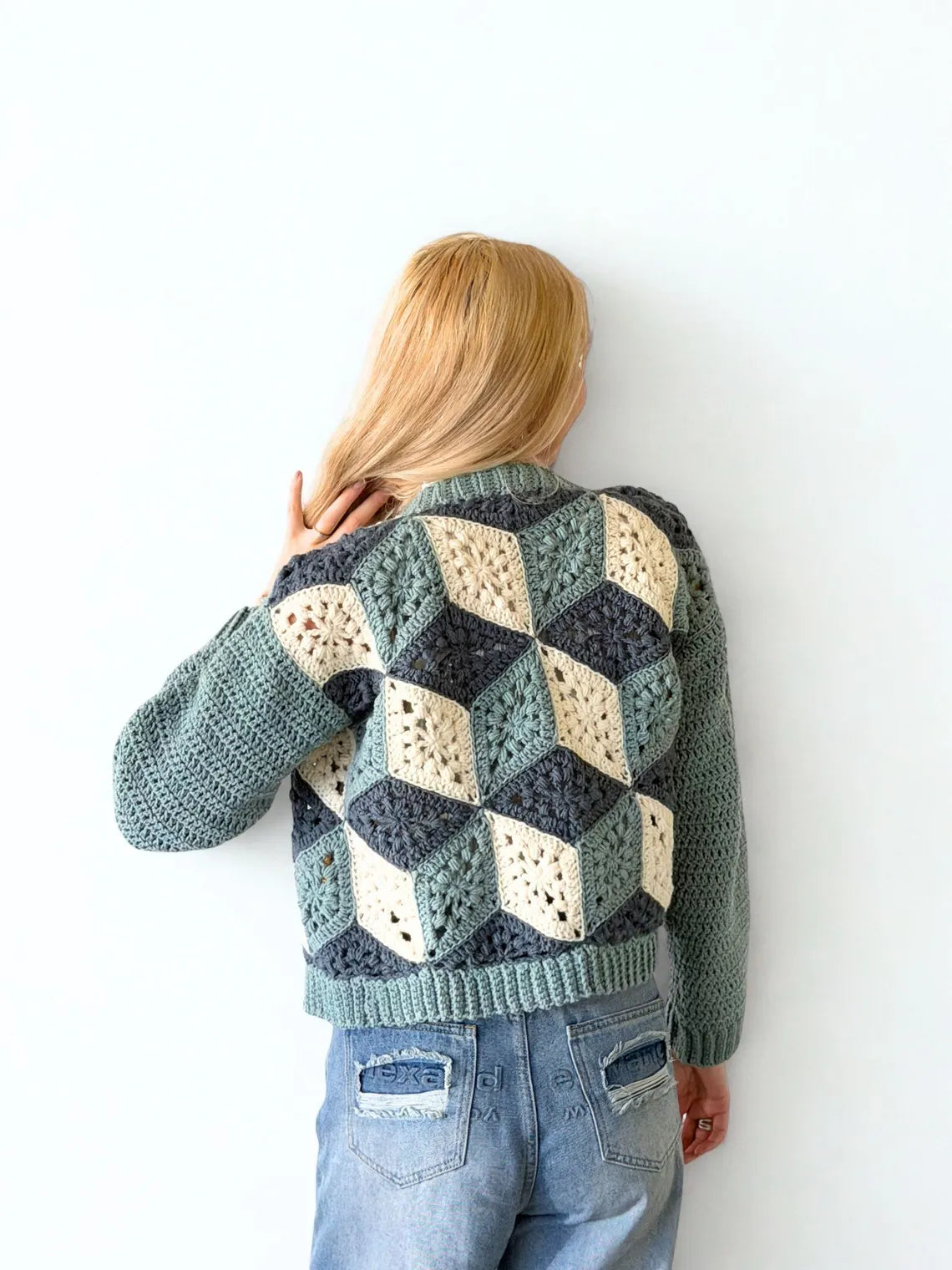 3D Cube Cardigan Crochet Pattern