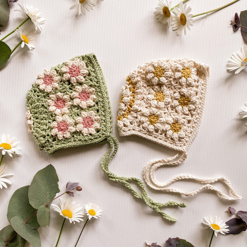 Baby Bonnet Square Crochet Pattern