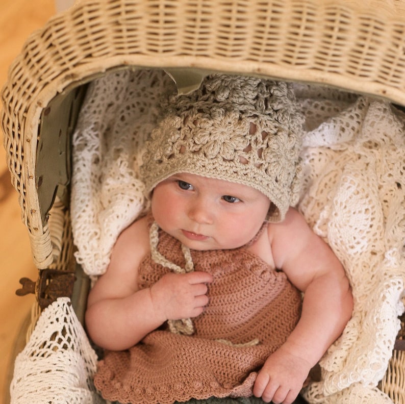 Baby Bonnet Square Crochet Pattern