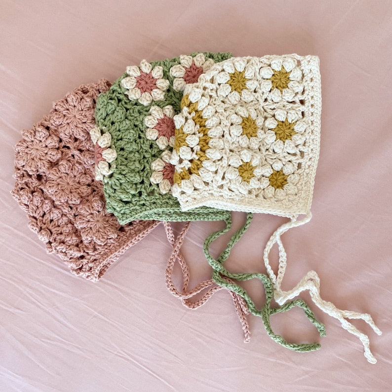 Baby Bonnet Square Crochet Pattern