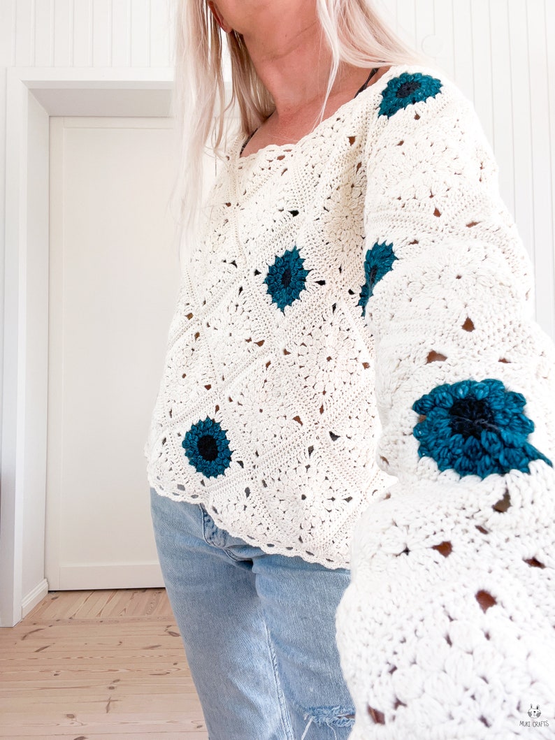 Granny Square Pullover Crochet Pattern