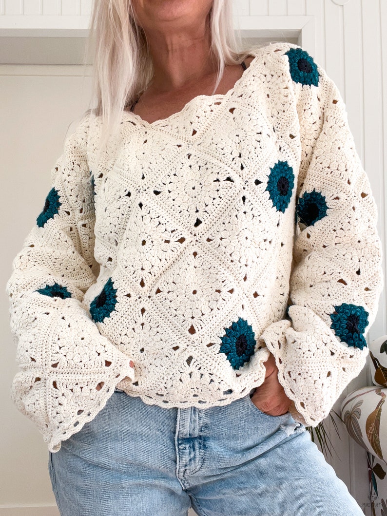 Granny Square Pullover Crochet Pattern