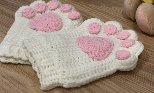 Cat Paw Fingerless Gloves Crochet Pattern