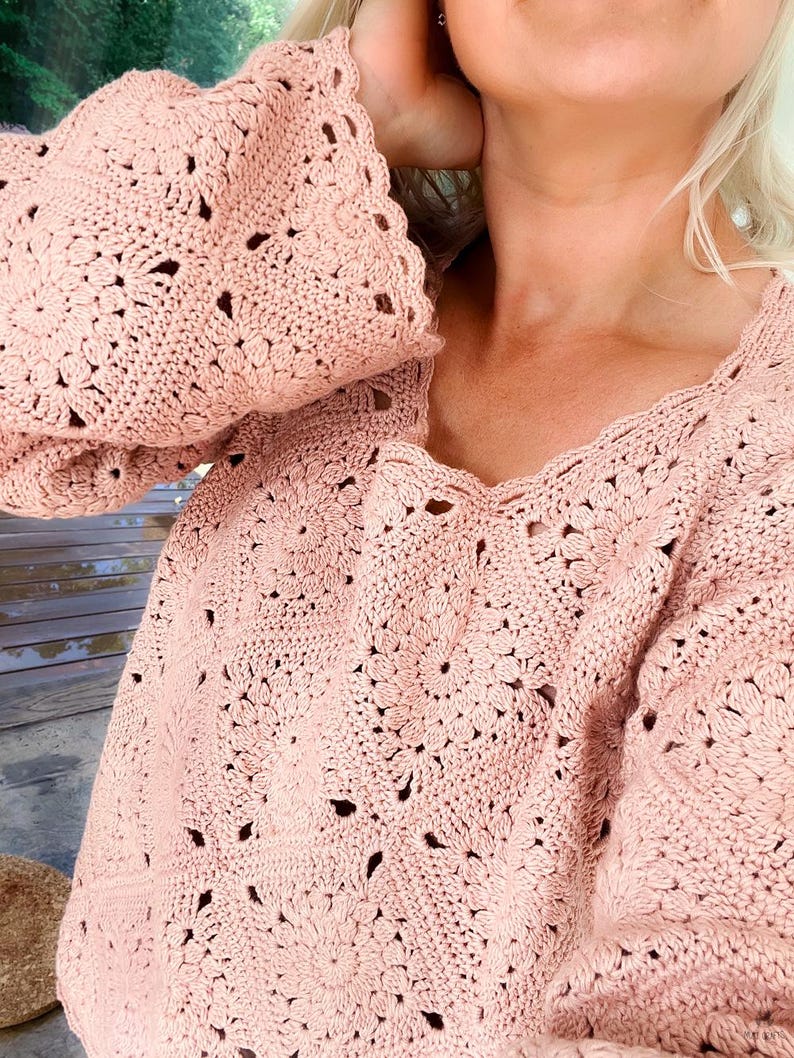 Granny Square Pullover Crochet Pattern