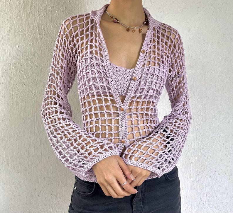 Mesh Button Up Crochet Pattern