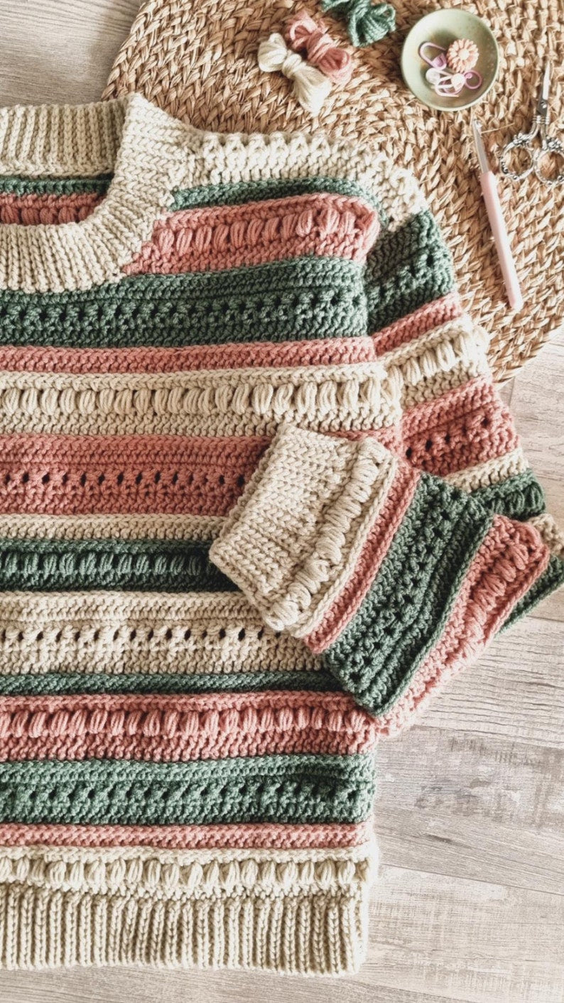 Textured Stripe Sweater Crochet Pattern