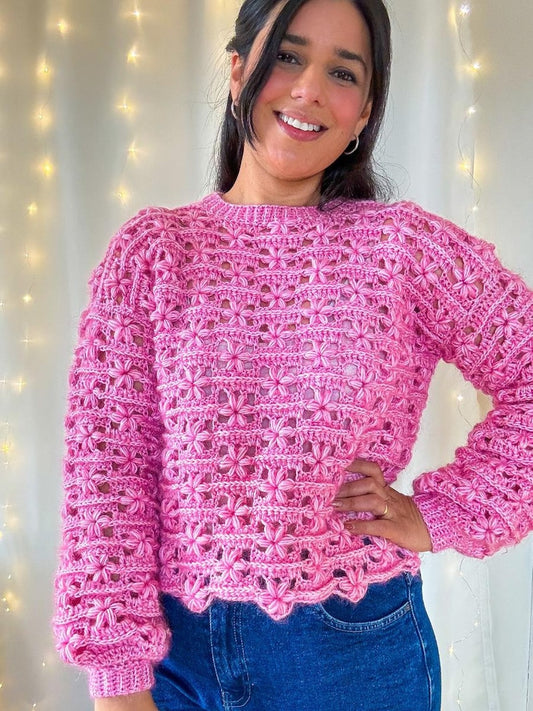 Flower Lace Sweater Crochet Pattern
