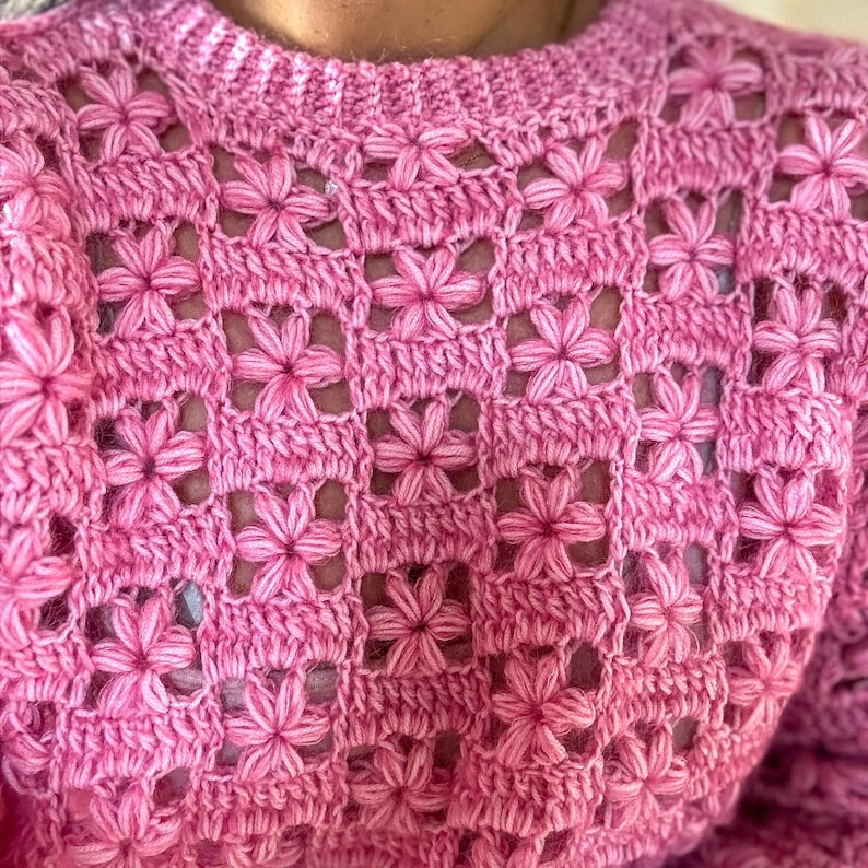 Flower Lace Sweater Crochet Pattern