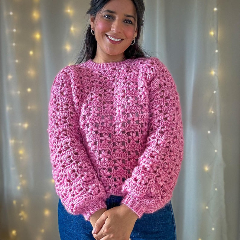 Flower Lace Sweater Crochet Pattern
