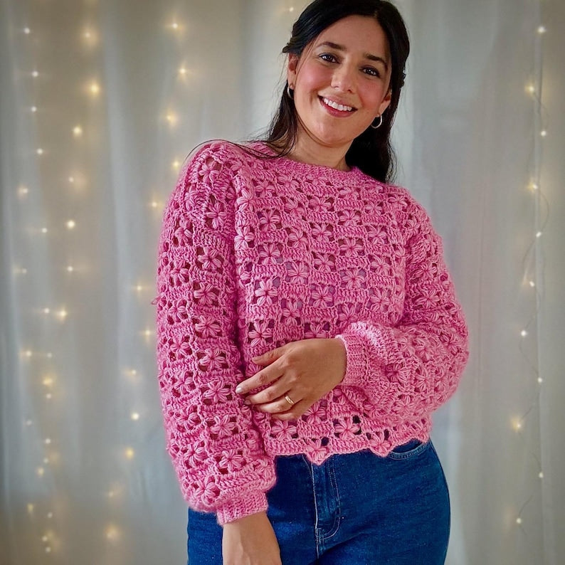 Flower Lace Sweater Crochet Pattern