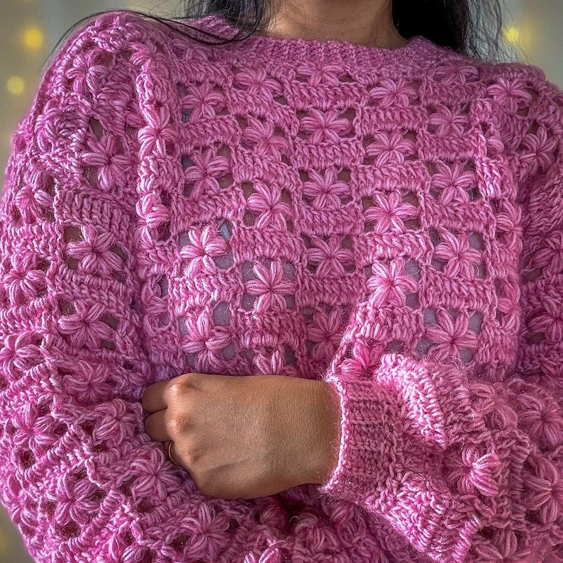 Flower Lace Sweater Crochet Pattern