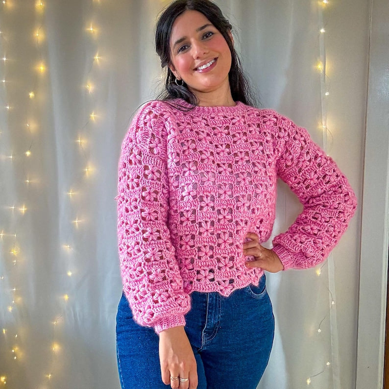 Flower Lace Sweater Crochet Pattern