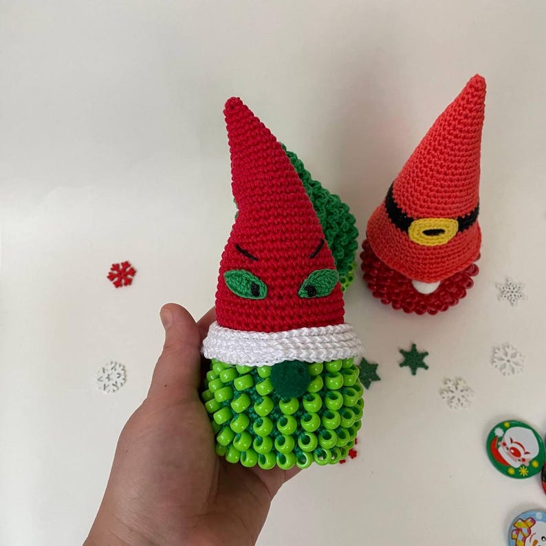 3 in 1 Beaded Christmas Gnome Crochet Pattern