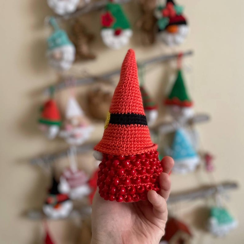 3 in 1 Beaded Christmas Gnome Crochet Pattern