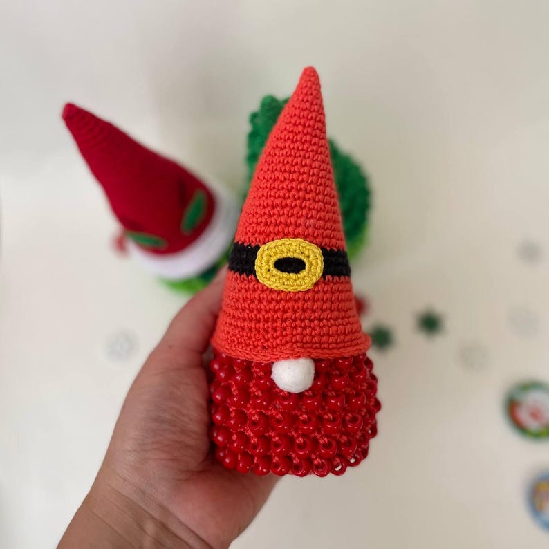 3 in 1 Beaded Christmas Gnome Crochet Pattern