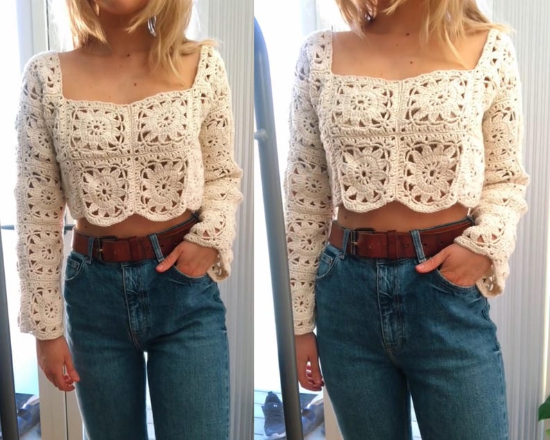 Granny Square Sweater  Crochet Pattern