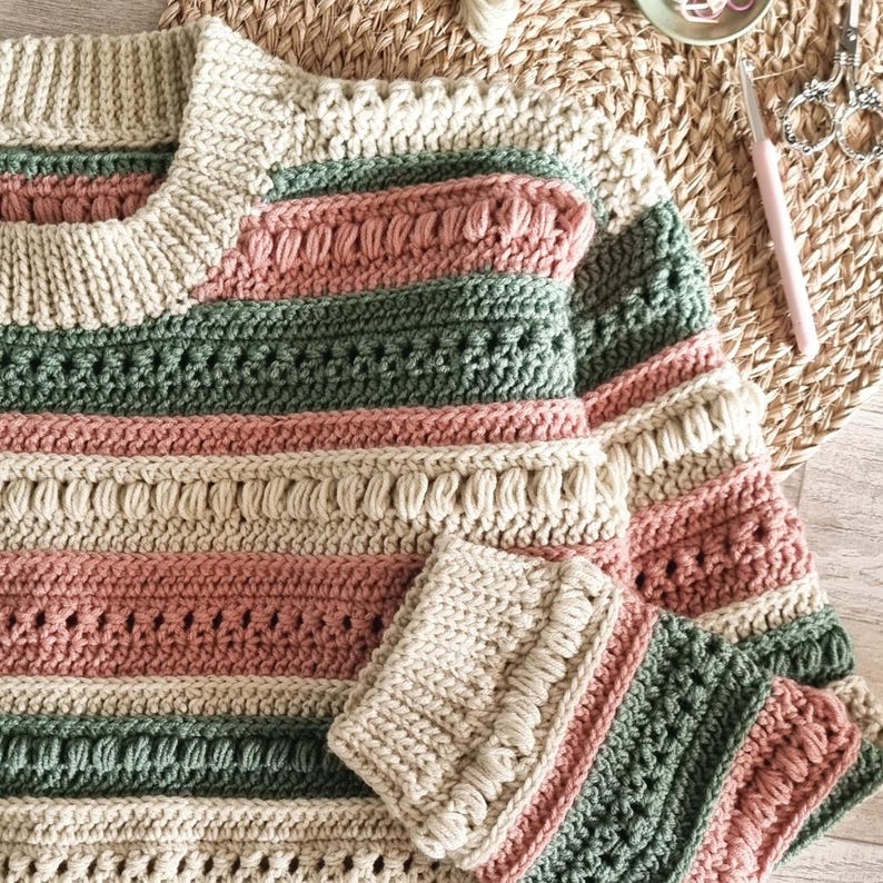 Textured Stripe Sweater Crochet Pattern
