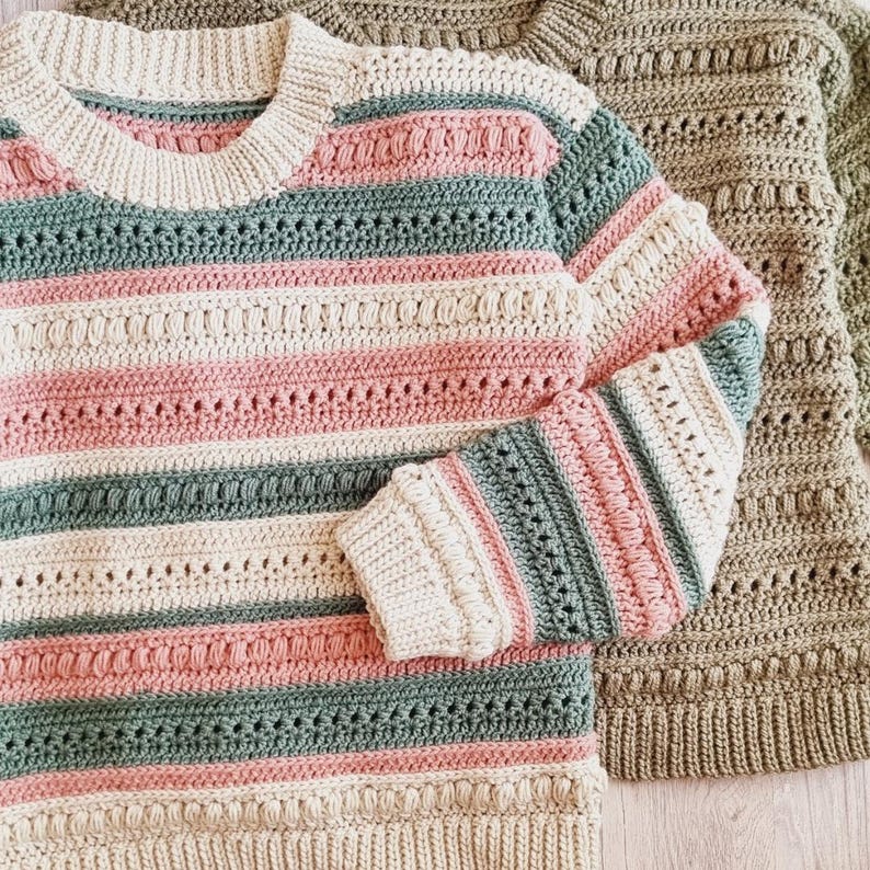 Textured Stripe Sweater Crochet Pattern