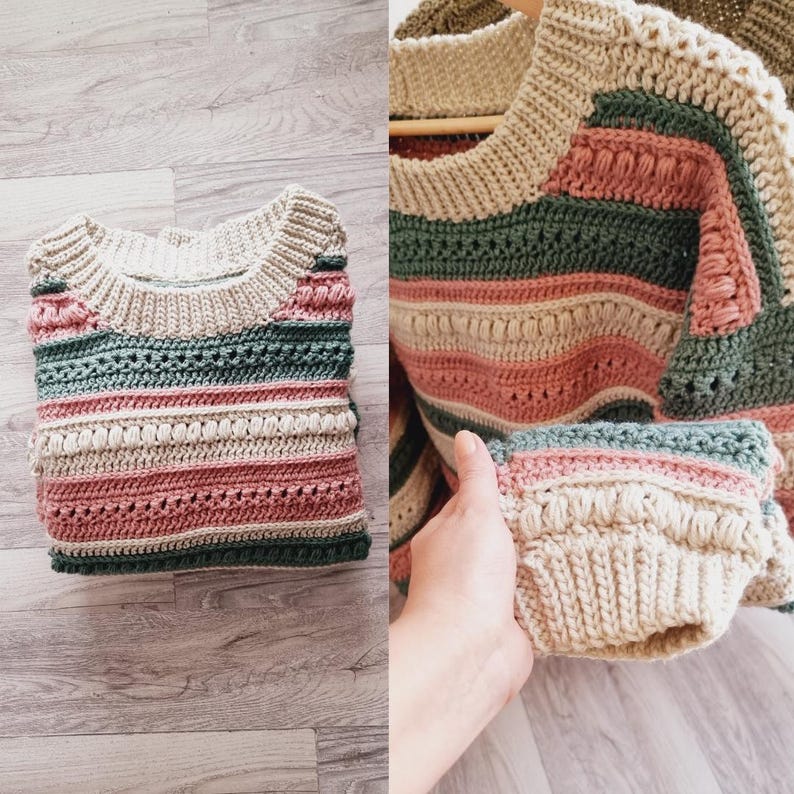 Textured Stripe Sweater Crochet Pattern