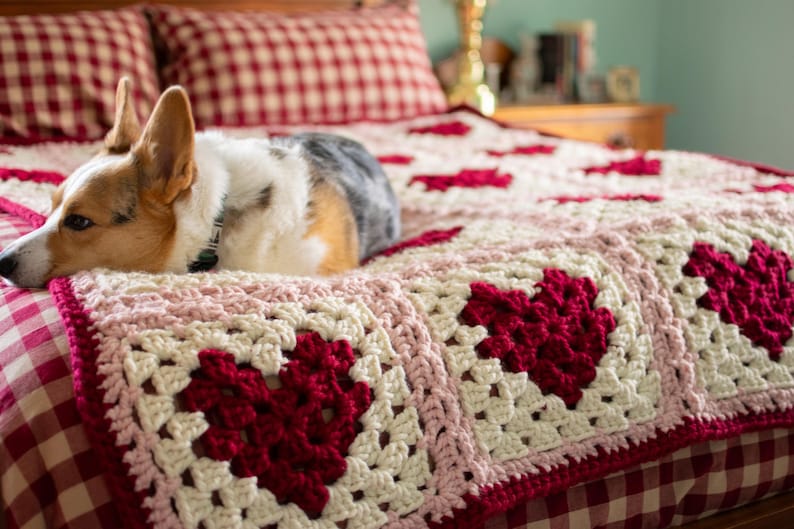 Heart Granny Square Blanket Crochet Pattern