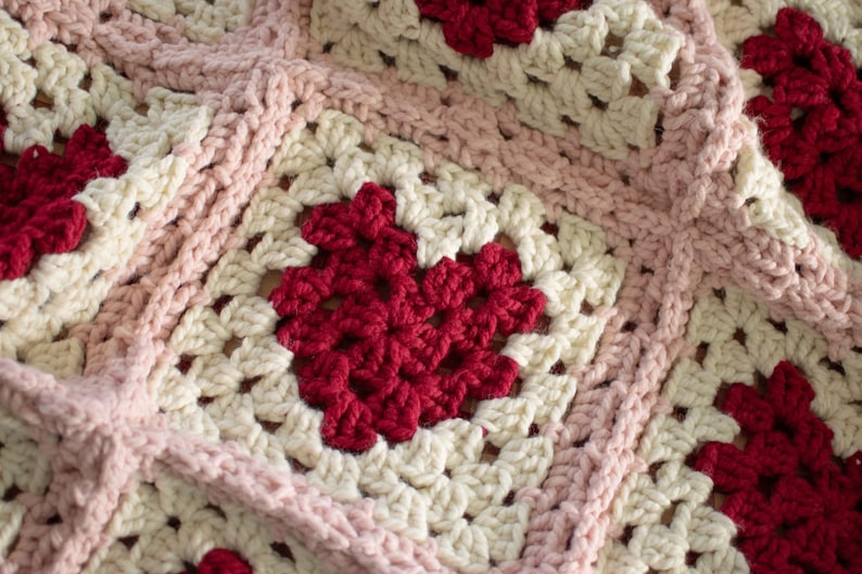 Heart Granny Square Blanket Crochet Pattern