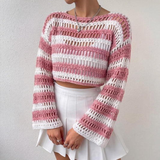 Striped Mesh Sweater Crochet Pattern