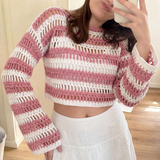 Striped Mesh Sweater Crochet Pattern