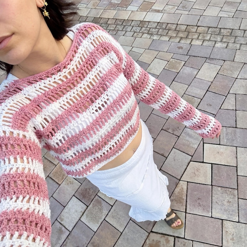 Striped Mesh Sweater Crochet Pattern