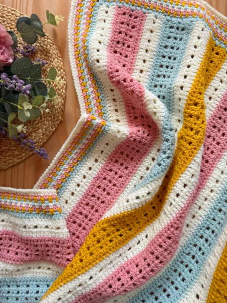 Easy Stripe Blanket Crochet Pattern