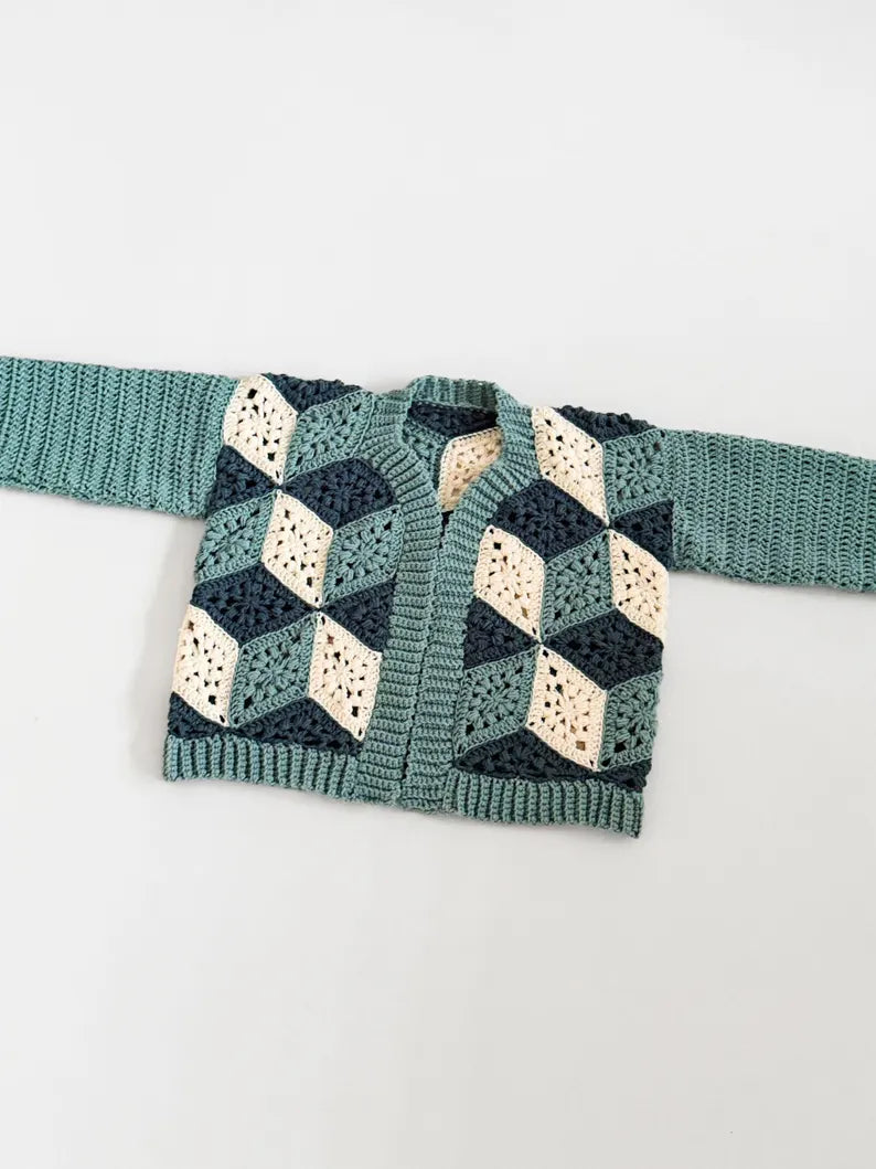 3D Cube Cardigan Crochet Pattern